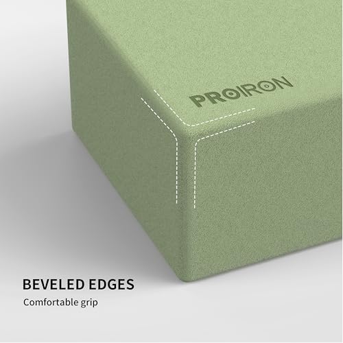 PROIRON Yoga Blocks, 2 Pack Supportive High Density Premium Eva Foam, Soft Non-Slip Surface with Curved Edges Stretch Blocks For Yoga, Pilates, Stretching - color: Sage Green