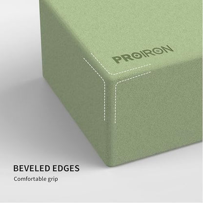 PROIRON Yoga Blocks, 2 Pack Supportive High Density Premium Eva Foam, Soft Non-Slip Surface with Curved Edges Stretch Blocks For Yoga, Pilates, Stretching - color: Sage Green