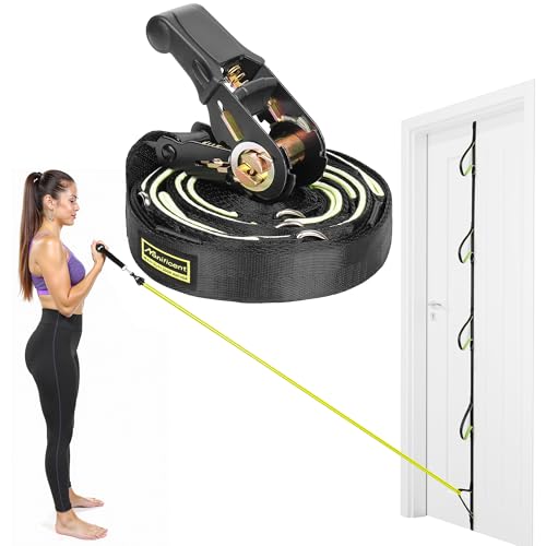 Manificent Door Anchor for Resistance Bands, Heavy Duty Padded Door Anchor System Door Hook, Must-Have Workout Exercise Bands Attachment Compatible for Loop Bands, Resistance Tube - color: Door Anchor Green 5Points