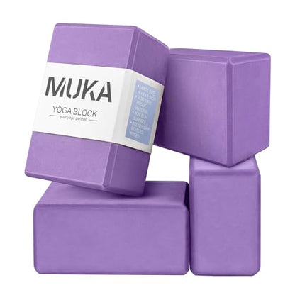 Muka Yoga Blocks 4x6x9 Inch, High Density EVA Foam Yoga Brick for Meditation, Pilates - color: Purple, size: 4 pack
