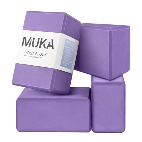 Muka Yoga Blocks 4x6x9 Inch, High Density EVA Foam Yoga Brick for Meditation, Pilates - color: Purple, size: 4 pack