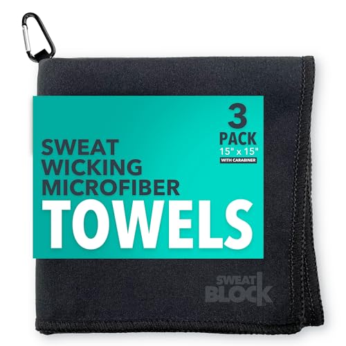 SweatBlock Microfiber Sweat Absorbing Handkerchiefs, 15x15 Inch, 3-Pack - size: 15 x 15 inches
