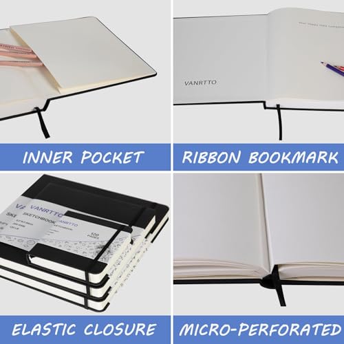 Vanrtto Hardcover Square Sketch Book, Mixed Media Sketchbook 10x10 Inch | Hardcover Square Sketchbook 120lb/200GSM Sketchbook Drawing Paper for Watercolor Mixed Media, 60 Sheets/120 Pages Sketch Pad - size: 10*10 INCH