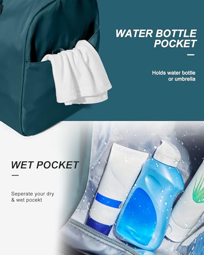Gym Bags Womens Mens with Shoes Compartment and Wet Pocket Travel Duffel Bag for Women for Plane Sport Gym Tote Bags Swimming Yoga Waterproof Weekend Overnight Bag Carry on Bag Hospital Holdalls - color: A10-Peacock Blue
