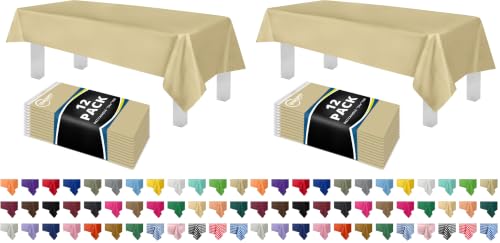 Grandipity 24 Pack Premium Disposable Plastic Tablecloth 54 Inch. x 108 Inch. Decorative Rectangle Table Cover - Beige - color: Beige, size: 54in. x 108in. Rectangle (Pack of 2)