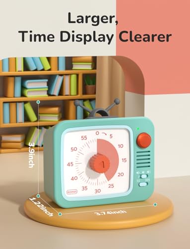 LIORQUE Visual Timer for Kids with Pause, 60 Minute Countdown Timer, Green - color: White+green