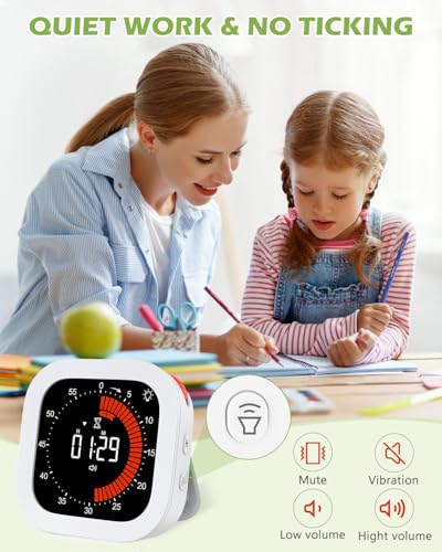 KeeKit Digital Visual Timer, Rechargeable Countdown Timer with Adjustable Volume & Brightness, Magnetic Back for Kitchen, Gym, Study - Kids Timer for Cooking, Homework, Classroom, Workouts