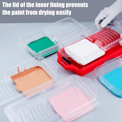 Mister Rui 4 Inch Paint Tray Liners 8-Pack with Lid | Reusable, Solvent-Proof Plastic Roller Tray Refills for Leak-Free Painting. Ideal for Trim, Touch-Ups and Craft Projects - size: 4 Inch, 8 Pack