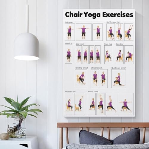 GLTLGBPR Yoga Exercise Instruction Chart, Wall Art Canvas Printing Office & Bedroom Aesthetic Poster 12x18inch (30x45cm) Unframed - color: Unframe-style, size: 18"L x 12"W