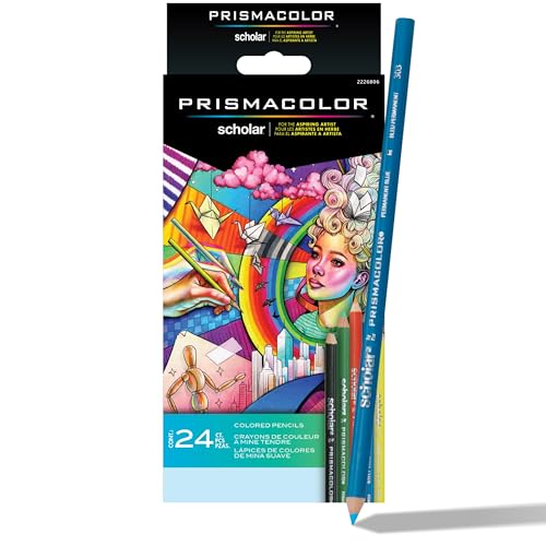 Prismacolor Scholar Colored Pencils, Assorted Colors, 24 Count - Perfect for Sketching, Drawing, Coloring - size: 24 Count (Pack of 1), style: New Packaging