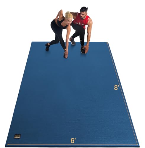 GXMMAT Extra Large Exercise Mat 16'x6'/12'x6'/10'x6'/8'x6'(7mm) - color: Navy Blue, size: 6*8 FT