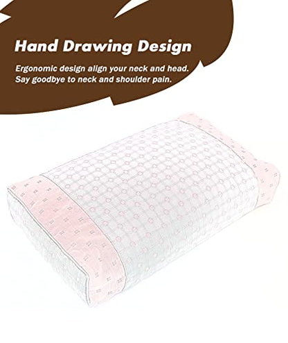 Upgraded Buckwheat Neck Pillows, Buckwheat Hull Pillow for Pain Relief, Pillow Cube for Sleeping with Zipper Washable Cotton Cover, Neck Support Meditation Cushion (18x10 Inch, Grey&Pink)