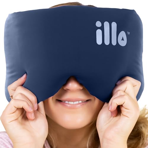 illo Sleep Mask - Thick 360 Fluffy Full Head Blocks Light & Muffles Sound - color: Midnight Blue