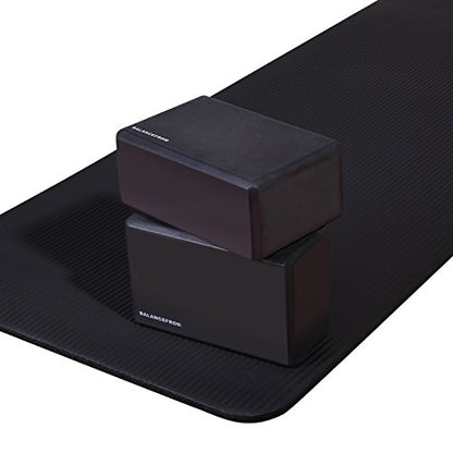 Fitvids Set of 2 High Density Yoga Blocks, 9"x6"x4" Each - color: Black