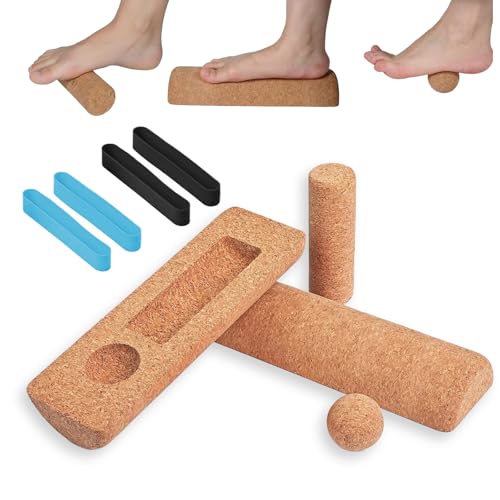 Cork Foot Strengthener & Balance Trainer Set – 4-in-1 Foot Mobility System with Roller, Massage Ball & Toe Bands | Improve Stability, Fix Over-Pronation, Enhance Balance & Restore Natural Foot Function