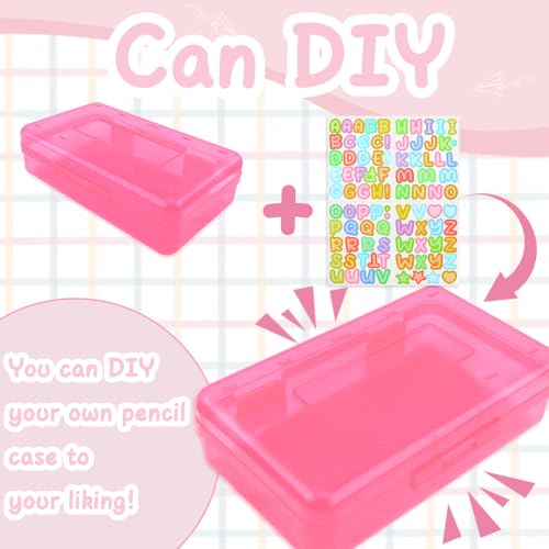 Pink and Green Pencil Box, Clear Case, Large Capacity Hard Stackable Storage for Girls, 2 Pack - color: Pink Green