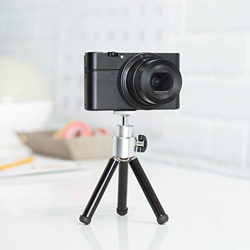 Amazon Basics Lightweight Portable Mini Travel Tripod with 360° Ball Head, Adjustable Height, Desktop, Black