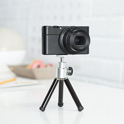 Amazon Basics Lightweight Portable Mini Travel Tripod with 360° Ball Head, Adjustable Height, Desktop, Black
