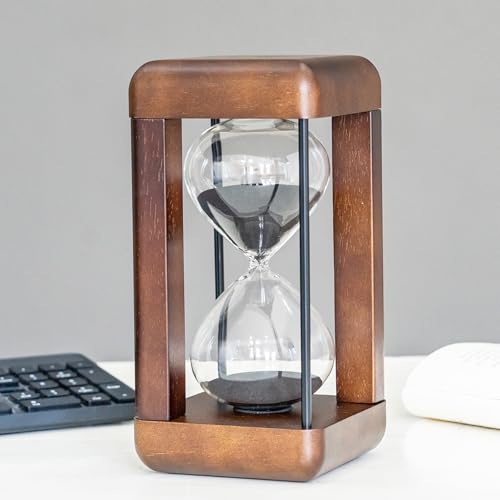 Large Premium Walnut Hourglass,60 Minutes Sand Timers,Hour Glass with Sand Timer for Gift,Hourglass Decor for Home, Desk,Office, Wedding Decor(Black) - color: Black