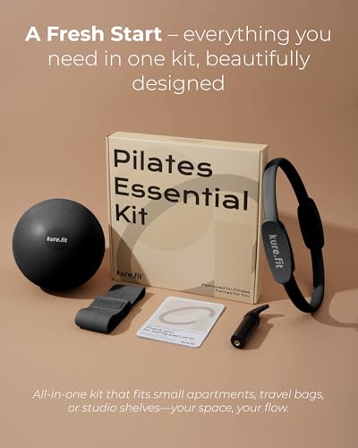 Pilates Kit | Pilates Equipment Set for Home Workouts | Accessories & Guide - color: Black, style: Essential Kit - 3PC
