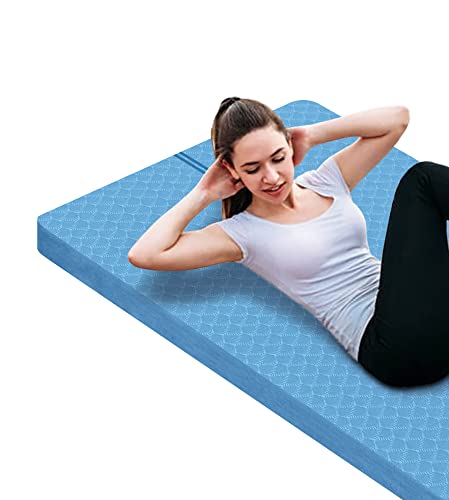 nuveti Large Exercise Mat - 15mm/20mm/30mm Thick Yoga Mat | Workout Mat for Fitness, Yoga, Pilates, Stretching & Floor Exercises for Women & Men with Free Carrying Bag - color: Blue, size: 183X80X15MM