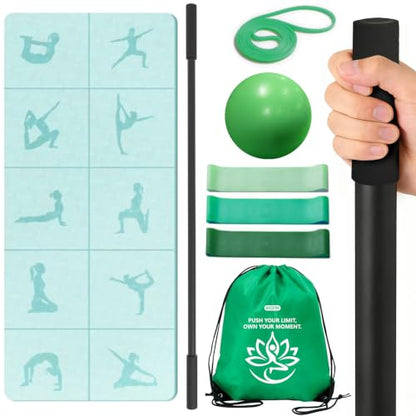 Foldable Yoga Mat Kit,Yoga Starter Sets,Yoga Stick Set