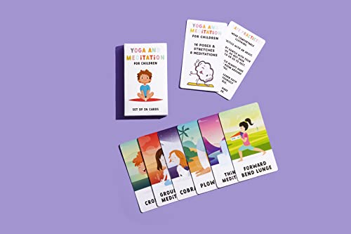 Kids Yoga and Meditation Flashcards, 24 Cards, Mindfulness Activities for Children