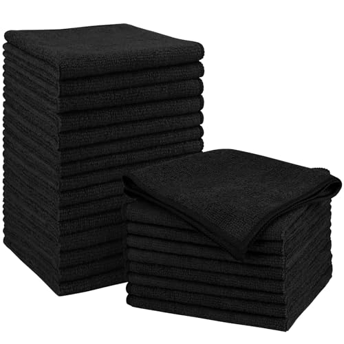 Orighty Microfiber Cleaning Cloth, Cleaning Rags, 24 Pack, 12x11 in, Black - color: Black, size: 24 Pack