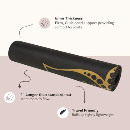 Shakti Warrior Sahasrara Yoga Mat, Artist-designed premium eco-friendly PU yoga mat with a non-slip, non-toxic surface for hot yoga, Pilates and workouts. - size: 72x24"x6mm