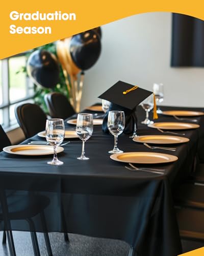 Niuara Black Plastic Table Cloth Disposable, 4 Pack, 54 x 108 in | Rectangle, 6 ft Tables, Party Holiday Gathering - color: Black, size: 54" x 108" - 4 Packs