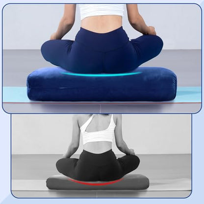 MABOZOO Yoga Bolster Pillow, Rectangular Bolster for Restorative Yoga & Meditation, Professional Meditation Cushion with Carry Handle, 27"X10"X6" - color: blue