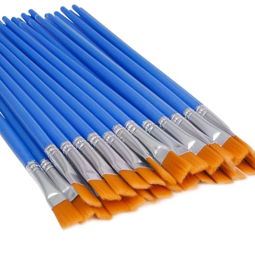 UPINS 30Pcs Small Flat Paint Brushes Bulk for Detail Craft Art Painting - size: 6.69inch, style: Flat Paint Brushes