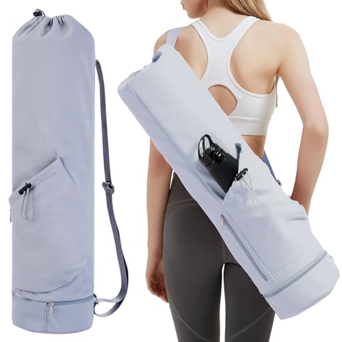 sportsnew Yoga Mat Bag with Water Bottle Pocket & Wet Pocket for Women - color: Blue, size: Medium