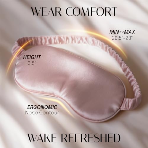 Silk Sleep Mask Eye Mask Blindfold with Double Layer Silk Filling and Elastic Strap for Full Night's Sleep, Travel and Nap, Eye Cover Eyeshade with Luxury Bag and Ear Plugs by OLESILK (Dark Pink) - color: Light Plum