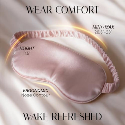 Silk Sleep Mask Eye Mask Blindfold with Double Layer Silk Filling and Elastic Strap for Full Night's Sleep, Travel and Nap, Eye Cover Eyeshade with Luxury Bag and Ear Plugs by OLESILK (Dark Pink) - color: Light Plum