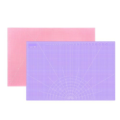 Double Sided Sewing Self Healing Cutting Mat 24 x 36 Inches, A1 Size Craft Sewing Cutting Mat for Crafts and Fabric, Purple & Pink Design