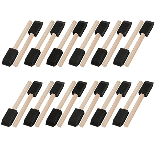 Mister Rui 24 Pack 1 Inch Foam Paint Brushes for Painting and Cleaning | High-Absorbency Sponge Brushes for Paints, Stains and Varnishes. Smooth, Drip-Free on Crafts, Furniture and Walls - color: Foam Brush Set | Pack of 24