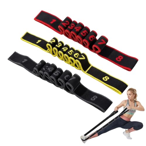 Resistance Bands with Handles for Stretching and Yoga, Fitness Resistance Bands with 8 Section Elastic Stretch Straps, Adjustable Exercise Bands for Home Workout and Gym Training