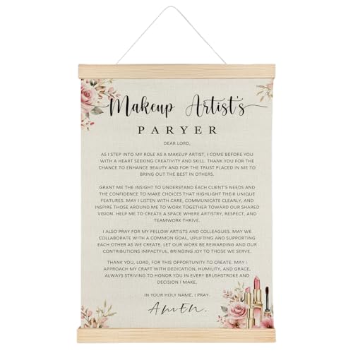 ATBWGT Christian Makeup Artist's Prayer Wall Art Decor, Gifts for Makeup Artist Esthetician, Inspirational Prayer Poster Hanger Frame for Cosmetology Beauty Room Salon Studio, 12x16 Inch - color: Prayer - Make Up Artist