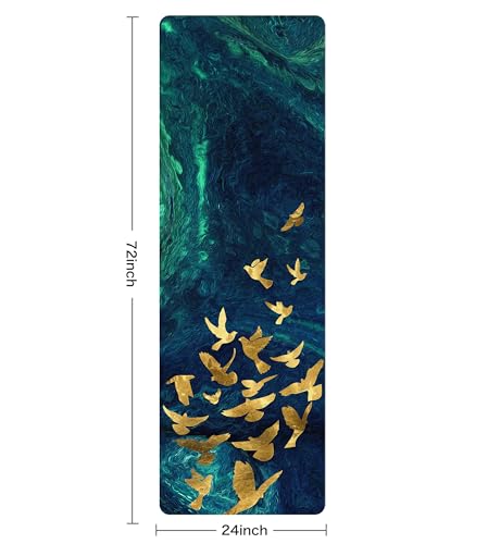 Non Slip Yoga Mat TPE Workout Mat for Men Women, Thick Workout Mat with Carrying Strap, Fitness Mats for Exercise, Yoga, Fitness, Pilates, Floor Workouts (72" x 24" x 6mm) - color: green