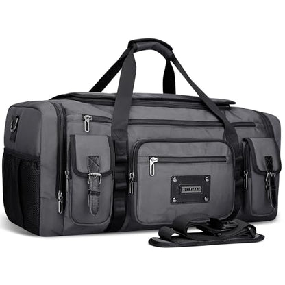WITZMAN Duffle Bag for Men Large 55L Travel Duffel with Shoe Compartment | Water-resistant Nylon, Dry-wet Pocket, Fits 16" Laptop, Convertible for Gym, Weekender, Sports, Overnight, B717 Silvery Grey - color: Silvery Grey