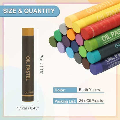 PATIKIL Earth Yellow Oil Pastels, 24Pcs Soft Oil Crayons Creamy Pastels Stick Art Supplies for Art Painting Drawing Blending Graffiti for Drawing Beginners Artists - color: Earth Yellow
