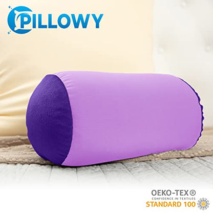 Microbead Bolster Neck Roll Pillow, 14x8 in Cylinder Tube, Paril Purple | Silky feel fabric helps prevent wrinkles & hair breakage; feather-light beads gently cushion head & shoulders as you rest - color: Paril Purple