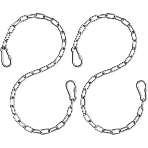 2Pcs 40" Heavy Duty Swing Chain Stainless 4 Spring Hooks Porch