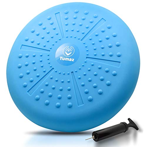 Tumaz Wobble Cushion Wiggle Seat Core Balance Disc with Pump | Extra Thick | Supports Active Sitting | For Sensory Kids | Core Training| Office, Home & Classroom - color: 06. Sky Blue