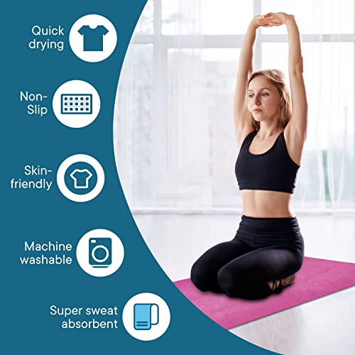 Yoga Towels, Non Slip Hot Yoga Mat Towel with Grip Dots,Super-Absorbent Soft Microfiber Yoga Blanket for Pilates, Fitness and Workout 72inch x 24inch - color: Hot Pink