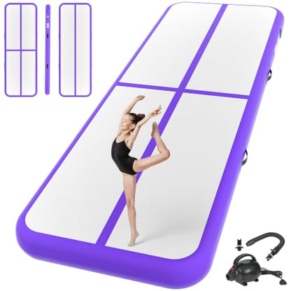 Inflatable Gymnastics Mat Air Tumble Track Tumbling Mats with Pump - color: Purple, size: 13ft*3.3ft*4inch(4m*1m*10cm)