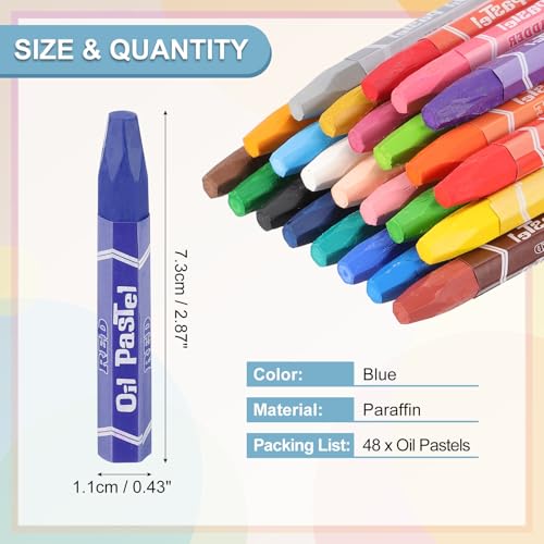 PATIKIL Blue Blue Oil Pastels, 48Pcs Soft Oil Crayons Pastels Stick Vibrant and Creamy Art Supplies Bulk for Artists Beginners Art Painting Drawing Blending Graffiti Gallery - color: Blue Blue