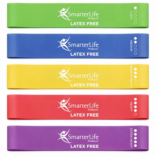 SmarterLife Resistance Bands Set of 5 Extra Wide Latex-Free Exercise Bands | Bands for Working Out - For Women, Men - Weight Loss, Physical Therapy Bands, Booty Bands, Home Gym, Workout Guide Included