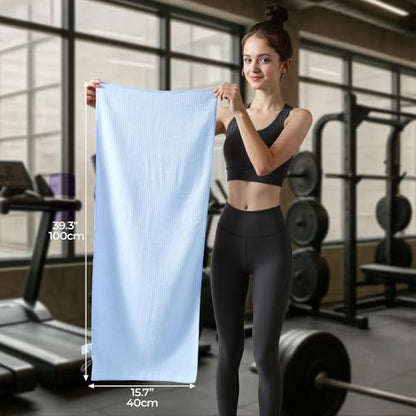 REDKISS 4 Pack Microfiber Workout Towels, Quick-Dry Gym Towels for Men, Yoga & Running, Soft Breathable, 39" x 16" - color: Pink/Light Blue
